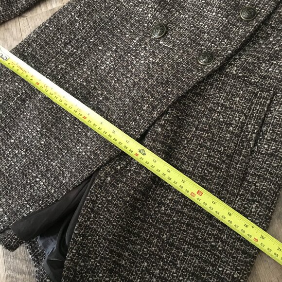 7 For All Mankind Long Tweed Wool Blend Double Breasted High Collar Coat - Picture 14 of 16